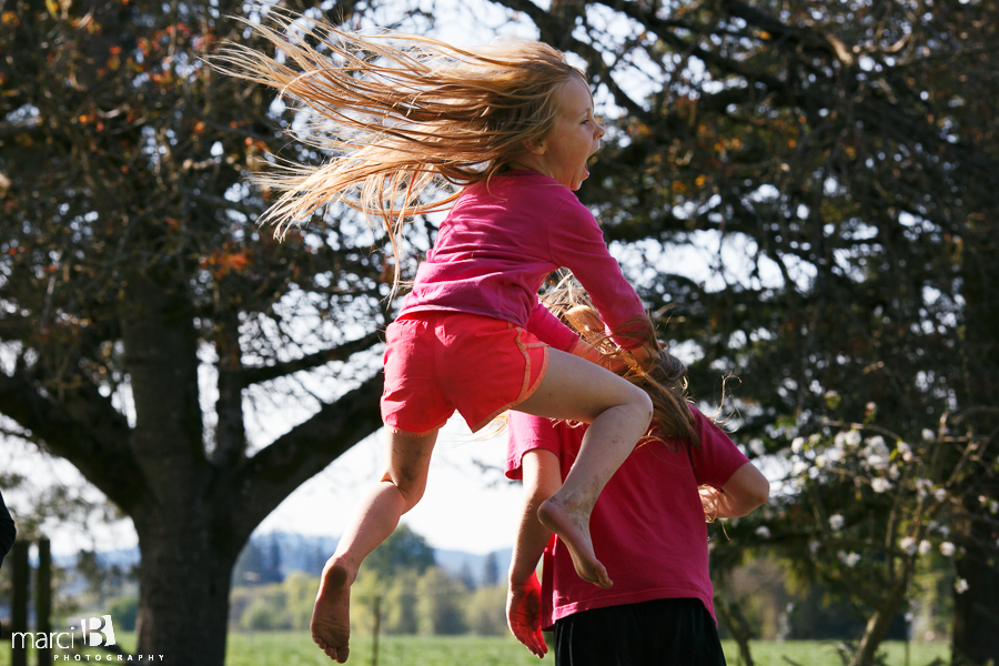 Corvallis photography - kids - trampoline - wild hair