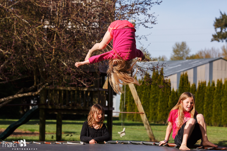 Corvallis photography - kids - trampoline - wild hair