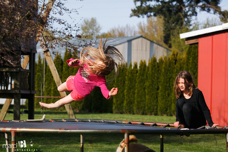 Corvallis photography - kids - trampoline - wild hair