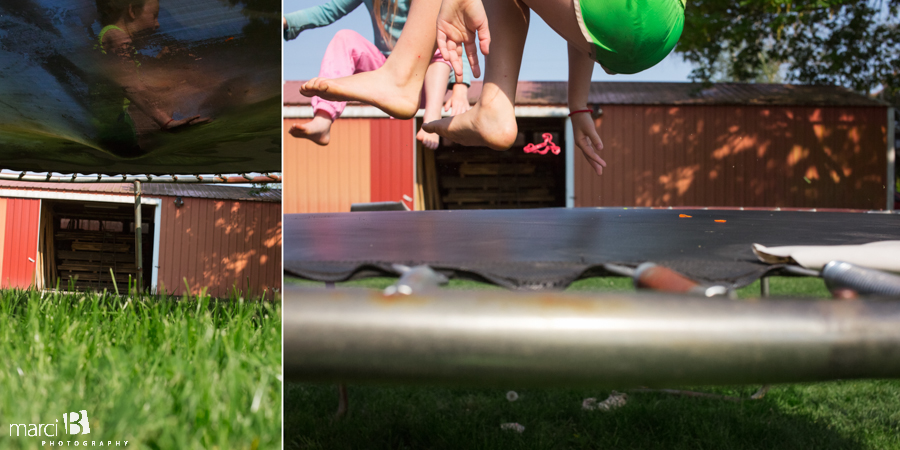 Girls on trampoline - children's lifestyle photography