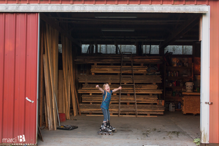 Girl rollerblading - children's lifestyle photography