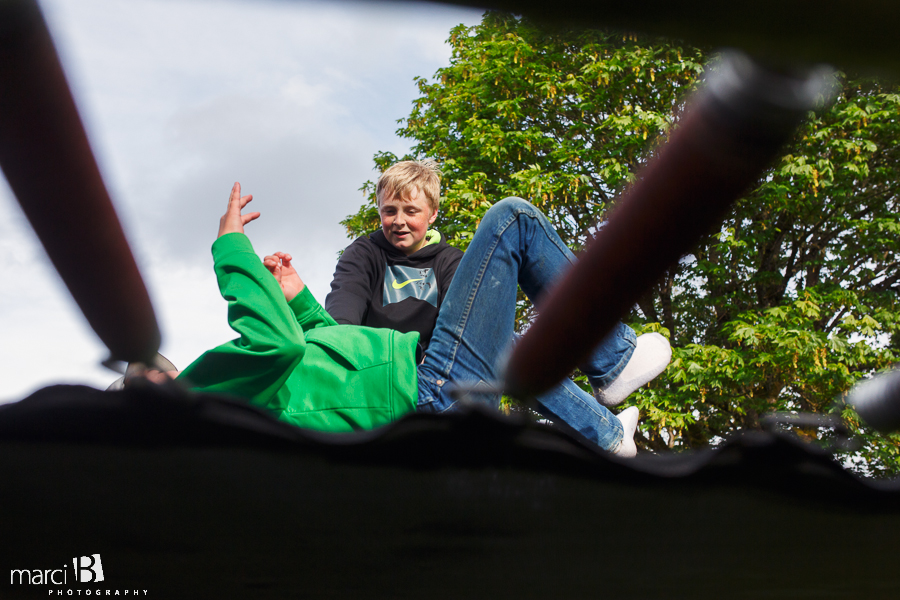 Corvallis photography - farm - kids - trampoline