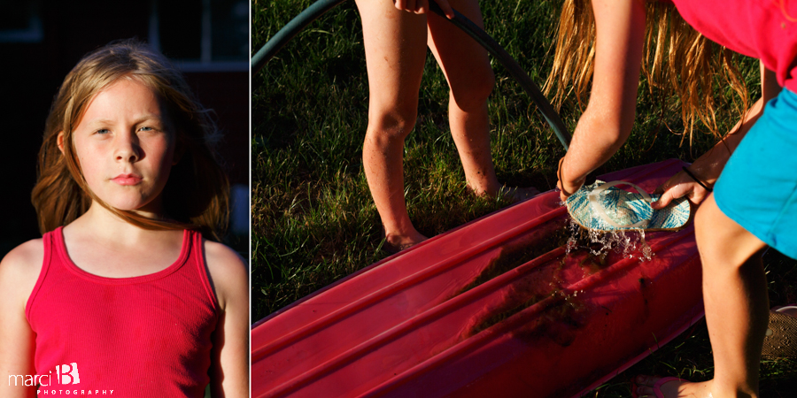 girl playing with water 