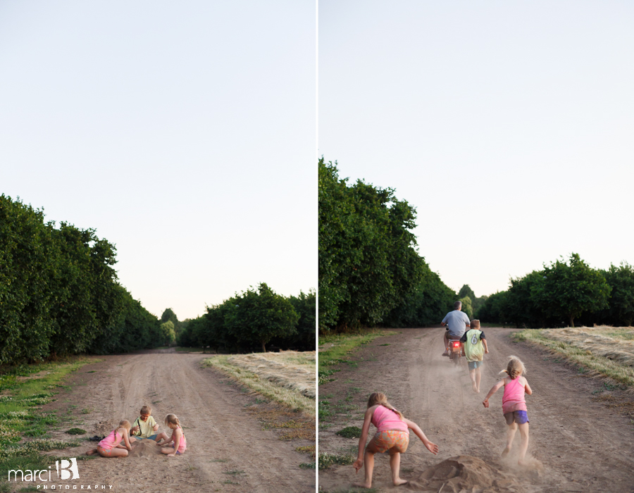 kids playing at sunset - kids on the farm - country life