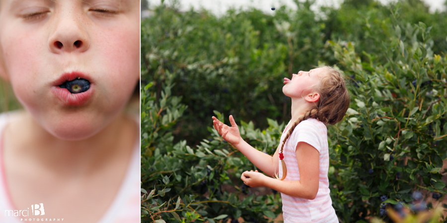 Lifestyle photographer - blueberry picking - girl