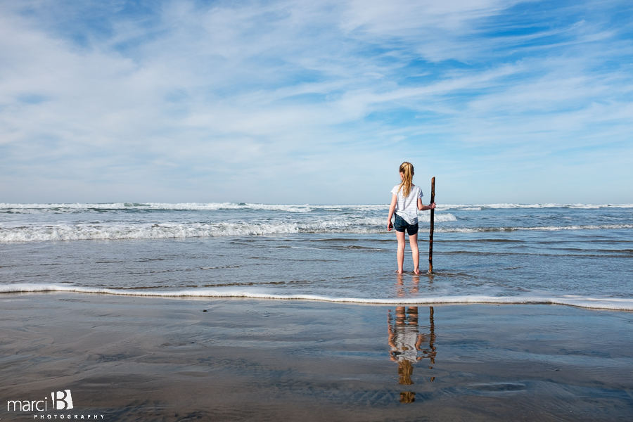 Oregon coast - kids at the beach - girl